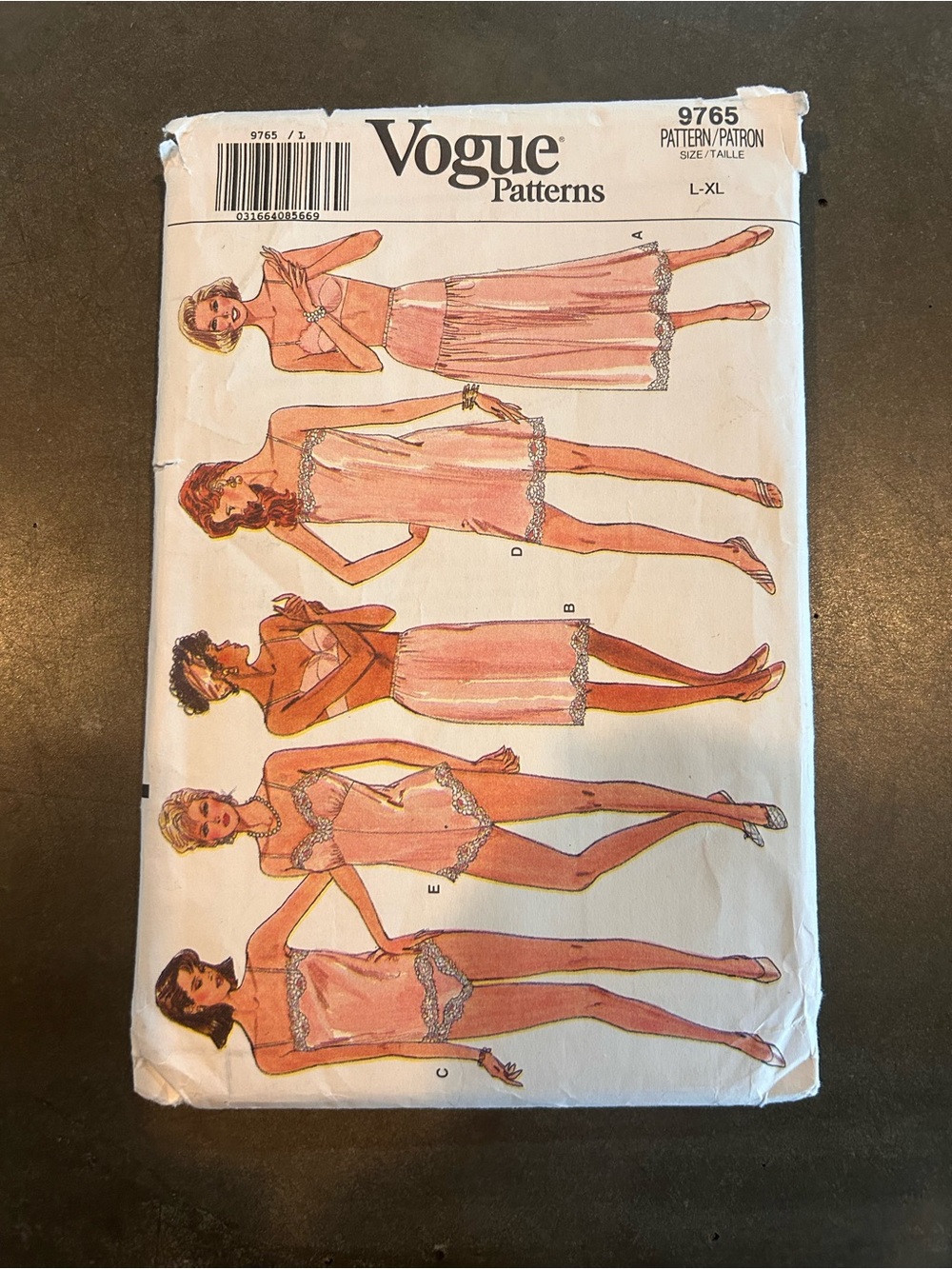 Vintage 1980s Vogue 9765 Lingerie Sewing Pattern L XL UNCUT Slip Teddy Camisole